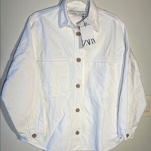 Zara Cream Shirt with Tan Buttons